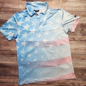 5/$15 Greenside USA Patriotic Star America Polo Golf Shirt